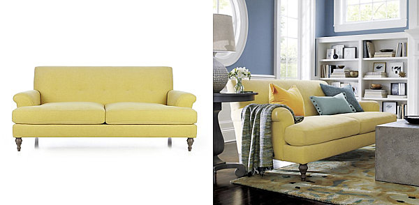 Tufted yellow sofa