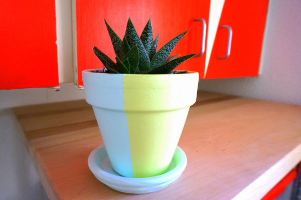 Two-tone painted pot