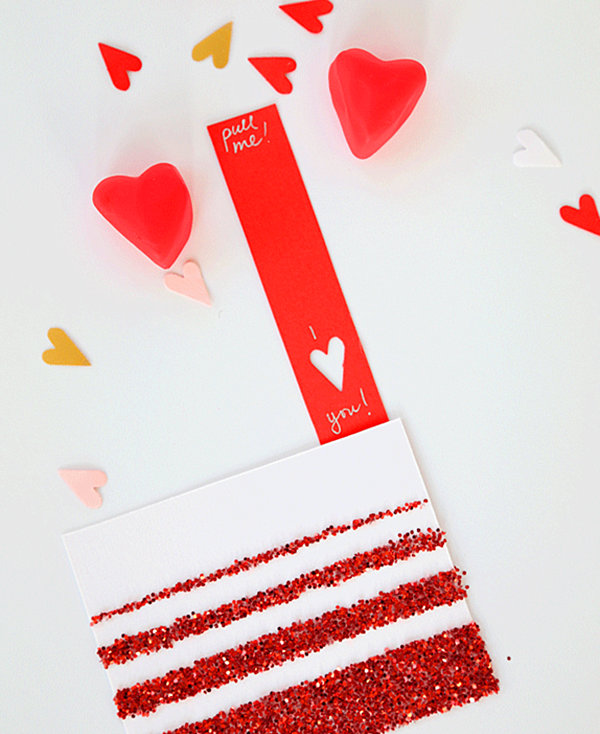 Valentine's Day card with glitter