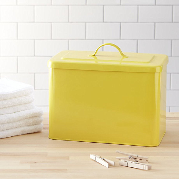 Yellow iron storage bin