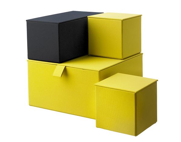 Yellow storage boxes in various sizes