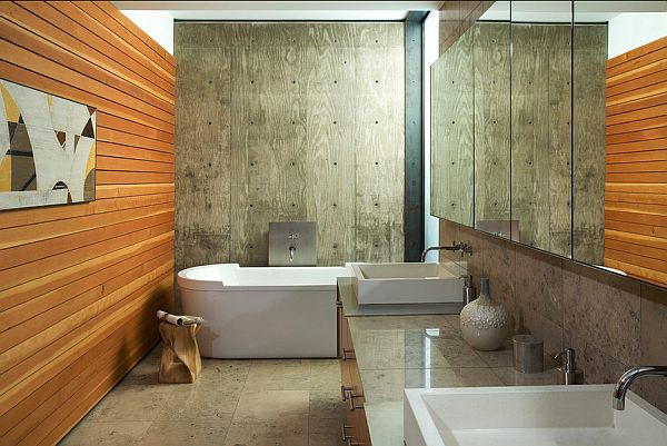 bathroom - concrete accent wall