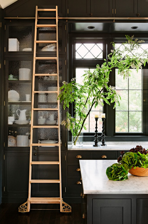 brass and black kitchen hardware