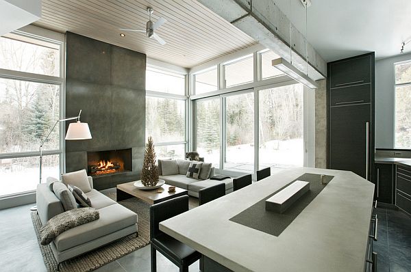 concrete walls living room