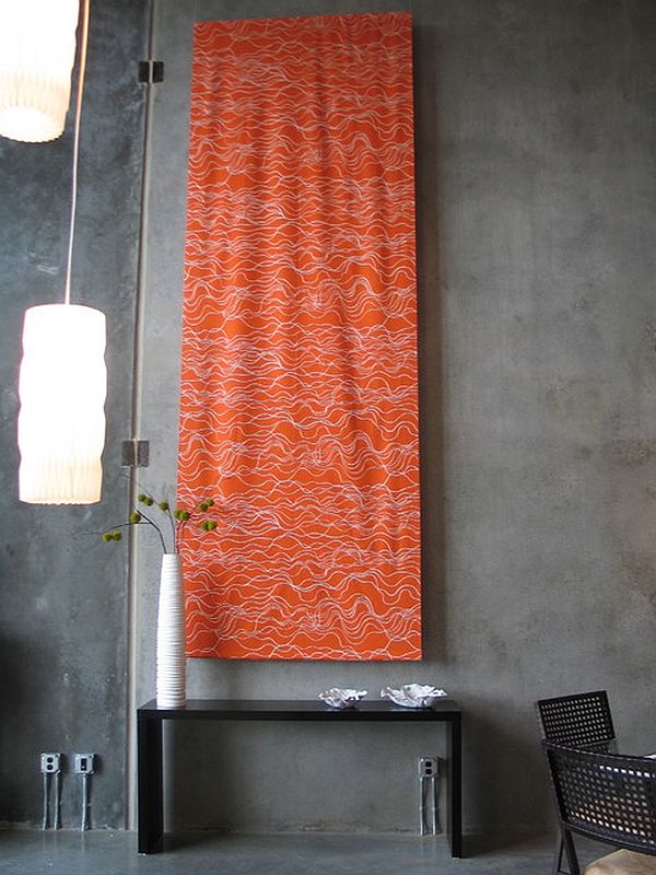 industrial wall with tapestry
