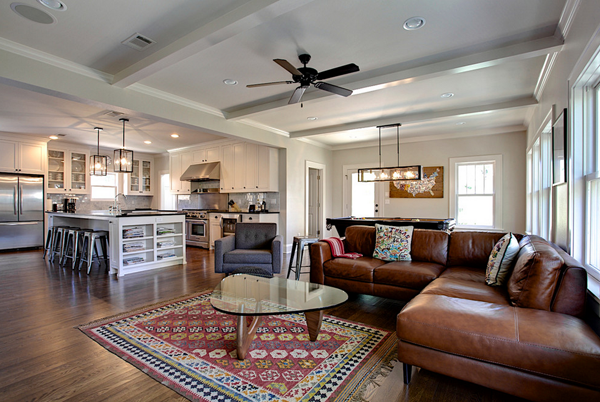 kilim open floor plan living room