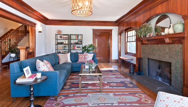 kilim rug craftman style living room