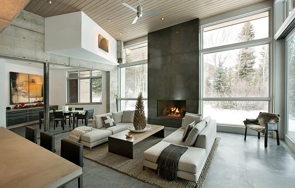 modern living room concrete walls