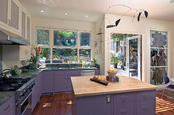 A colorful splash of purple in the kitchen
