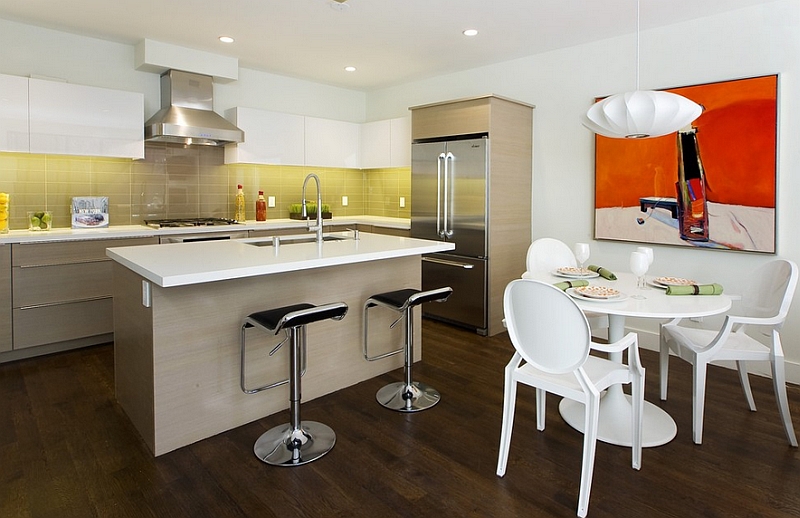 A stylish approach towards the green kitchen backsplash