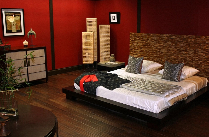 Asian Style Master Bedroom in Red