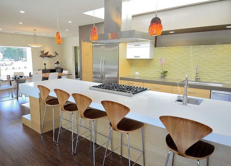 Hermoso Mellow Yellow Backsplash Azulejos de la Cocina