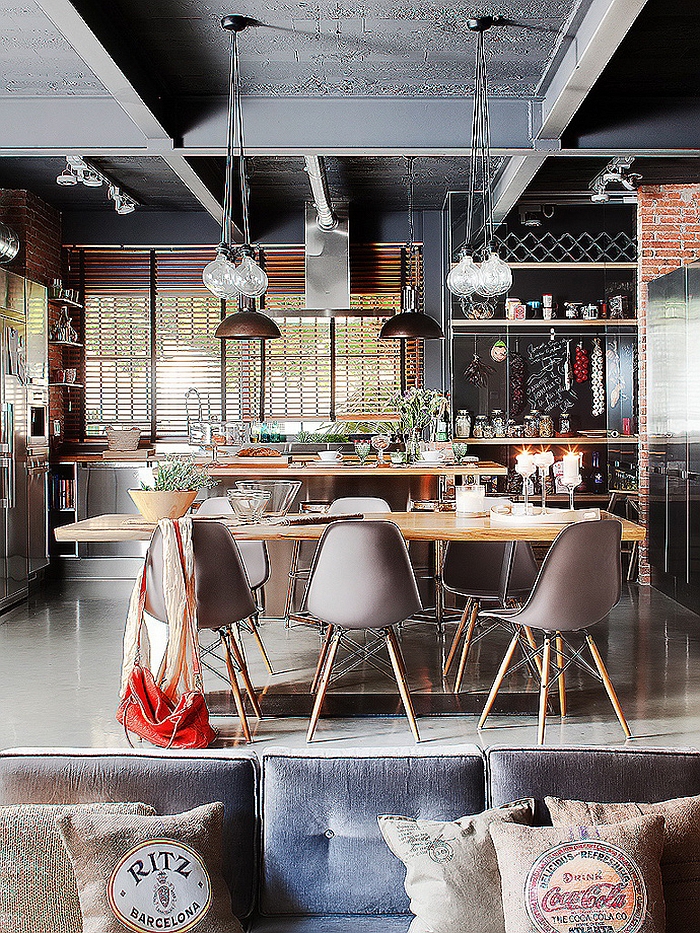 Beautiful dining space with Eames molded chairs