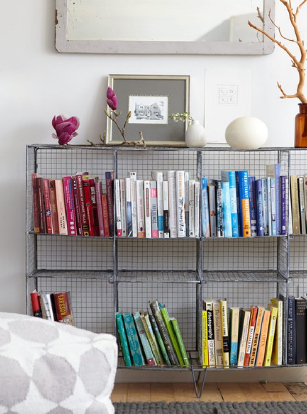 Books Arranged by Color on wire shelving.jpg