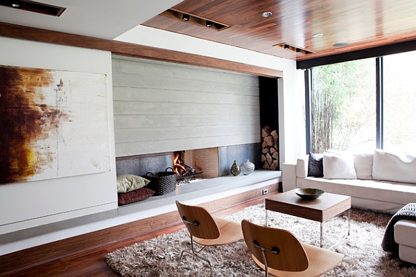 Brilliant design that makes the inventive fireplace the focal point!