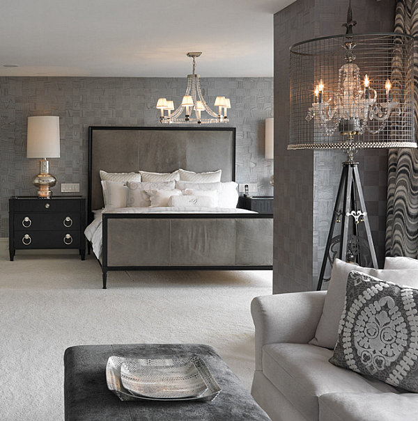 Chandelier lighting in an elegant bedroom