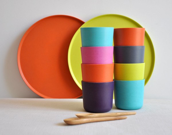 Colorful bamboo dishware