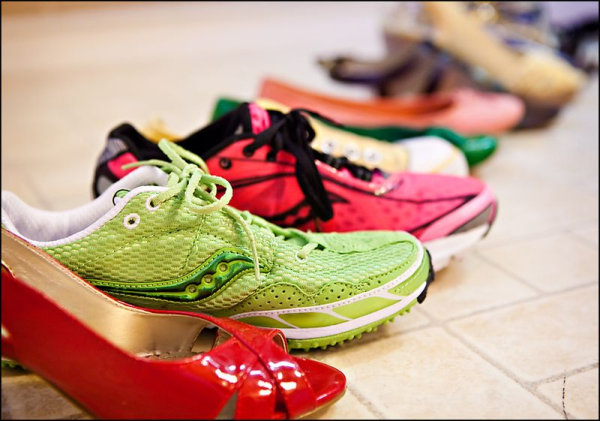 Colorful shoes in a row