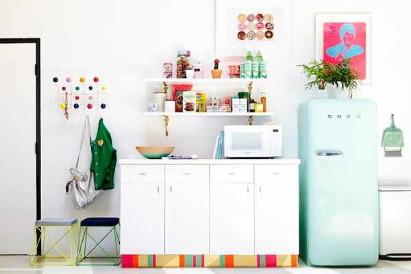 Colorful studio kitchen