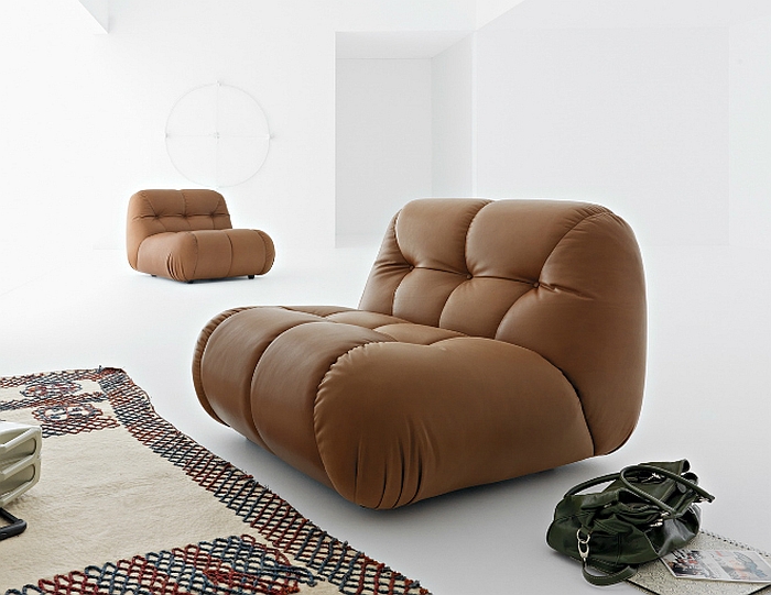 Comfy tufted sofa in cool brown