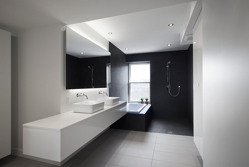 Contemporary bathroom in black and white