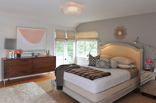 Contemporary bedroom with the Caboche Chandelier