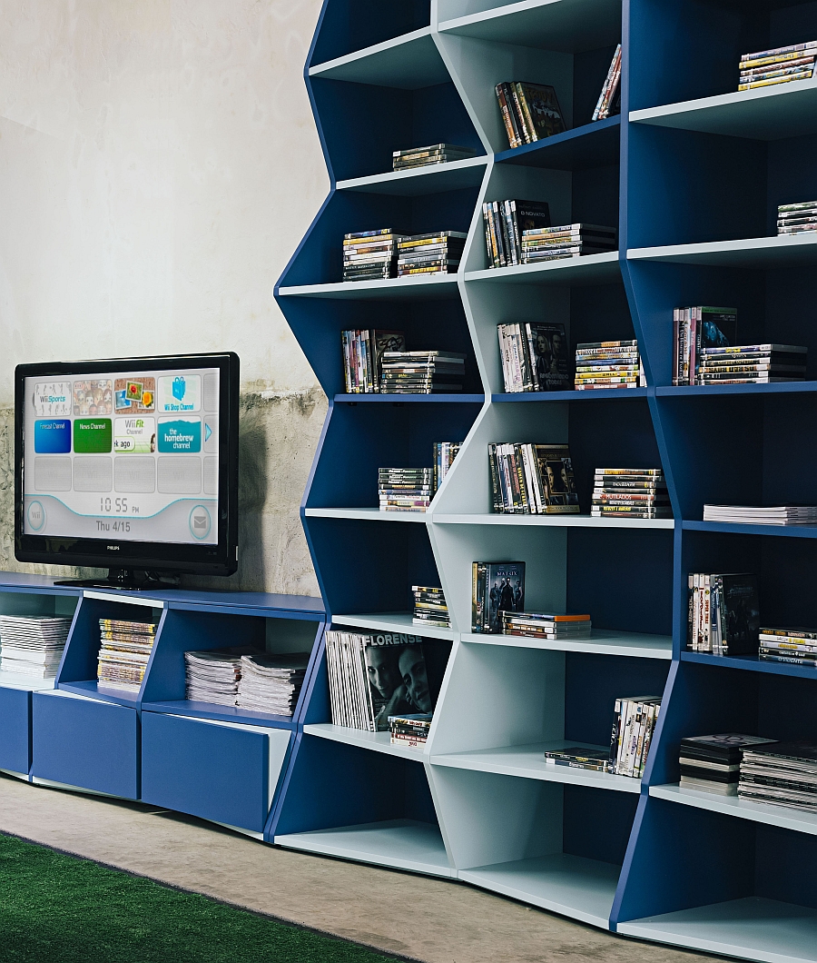 Contemporary bookshelf in blue