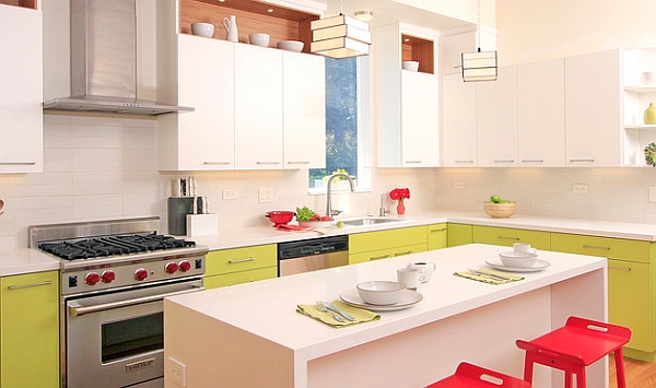 Contemporary kitchens can also assume a colorful look