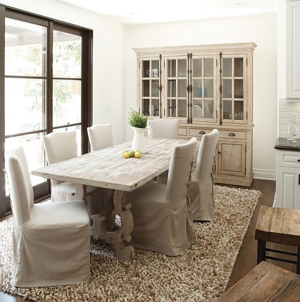 Dining table made from reclaimed pine timbers