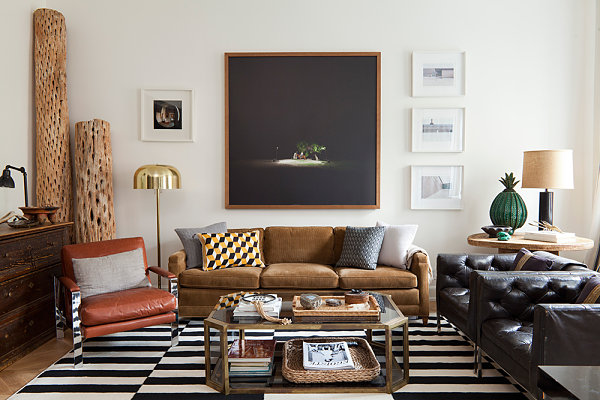 Eclectic living room designed by Nate Berkus