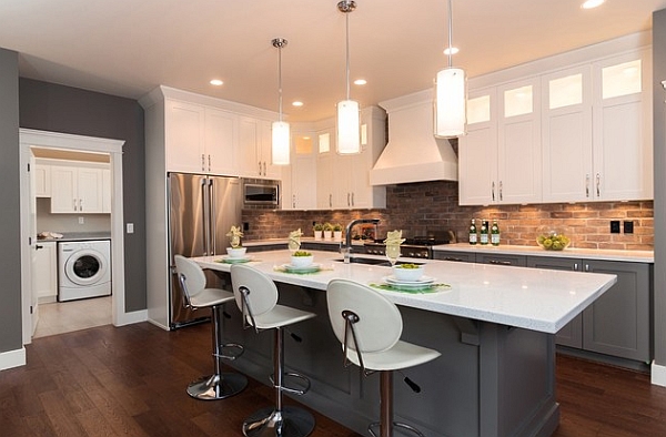 Elegant kitchen in grey and white