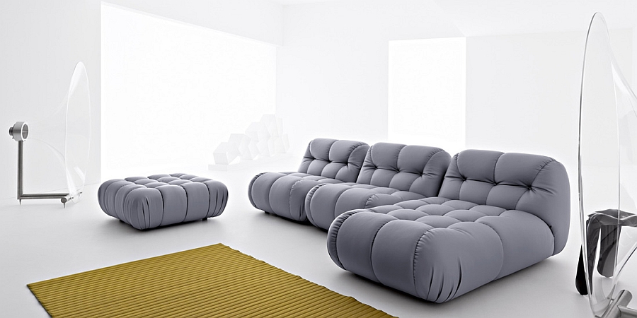 Elegant modern sofa in steely silver