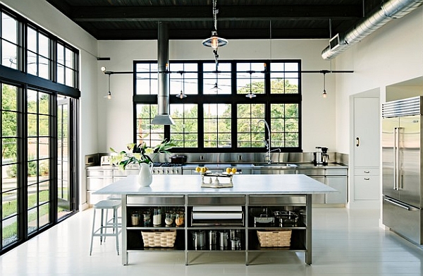 Exquisite kitchen with custom stainless cabinetry