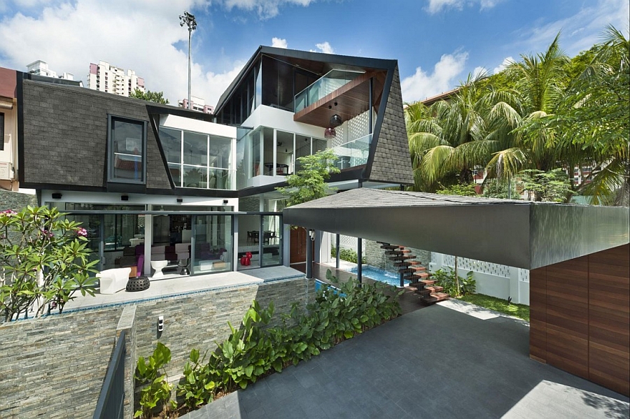 Facade of rejuvenated contemporary house