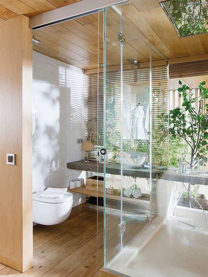 Glass sower enclosure in the bath