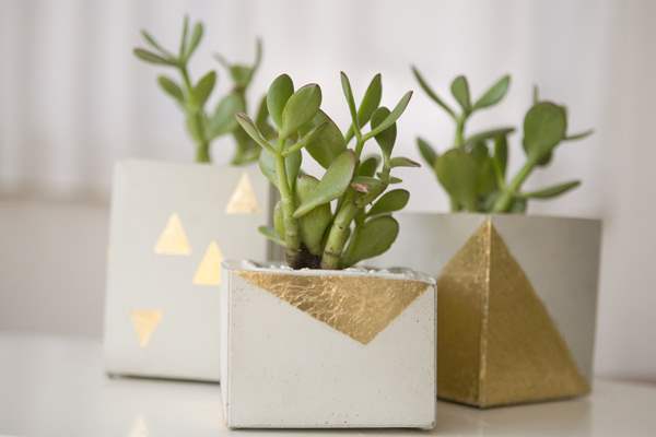 Gold leaf cement planters