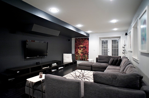 Black minimalist store living room