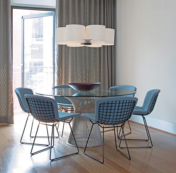 Graceful and elegant dining space in cool hues