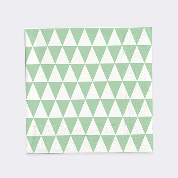 Green and white triangle napkins