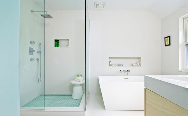 Green bath products make all the difference in a minimalist powder room