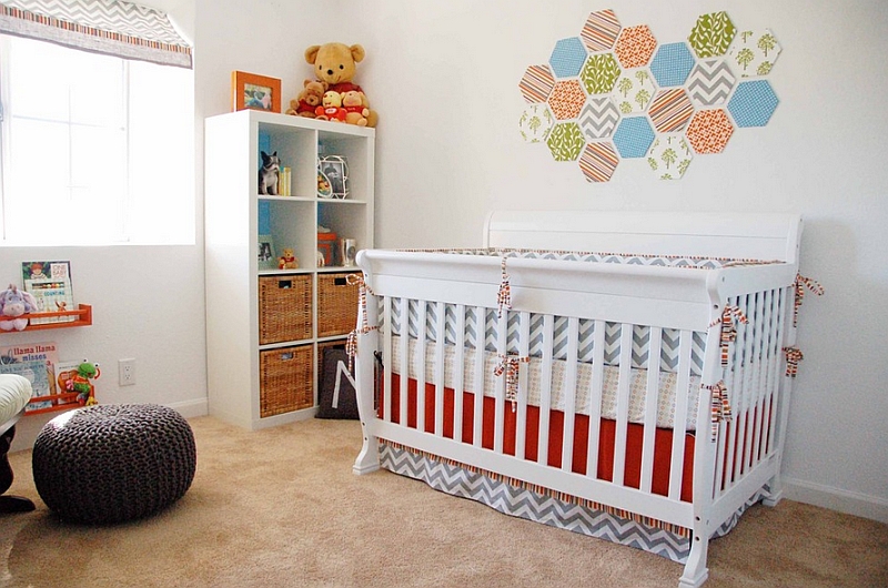 Hexagonal wall art in the kids room