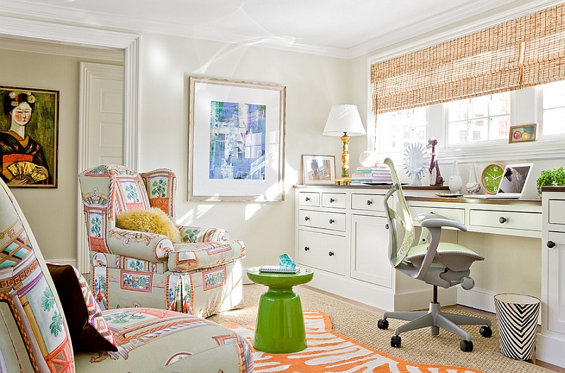 Home office features the Martini side table in lovely green