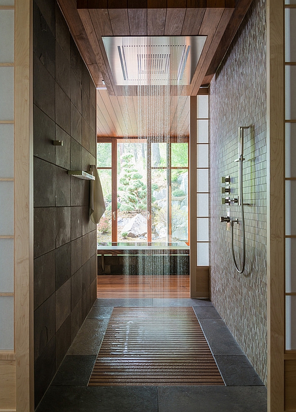 Japanese spa with a rain shower at home