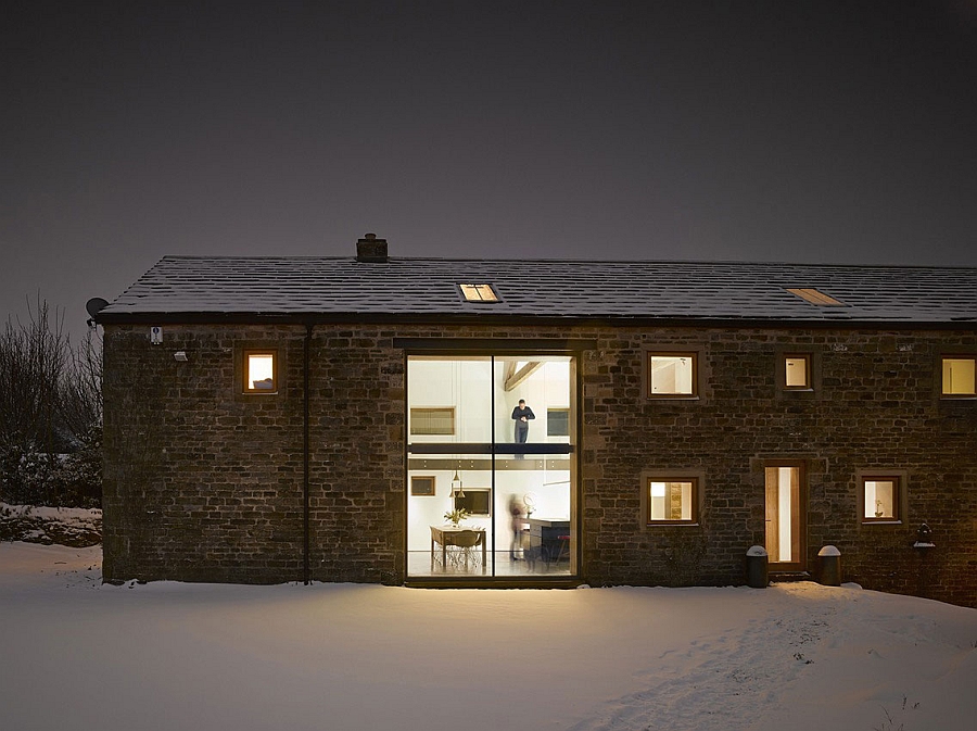 Large windows offer views of the rolling Yorkshire hills