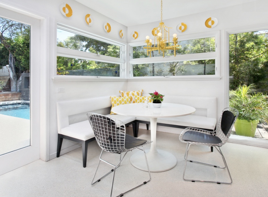 Leather padded wired chairs in the kitchen