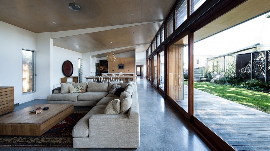 Living room in the open floor plan