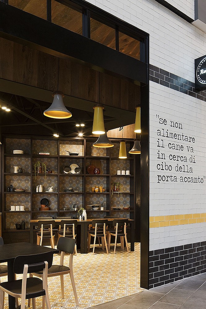 Lovely shelves inside the elegant canteen