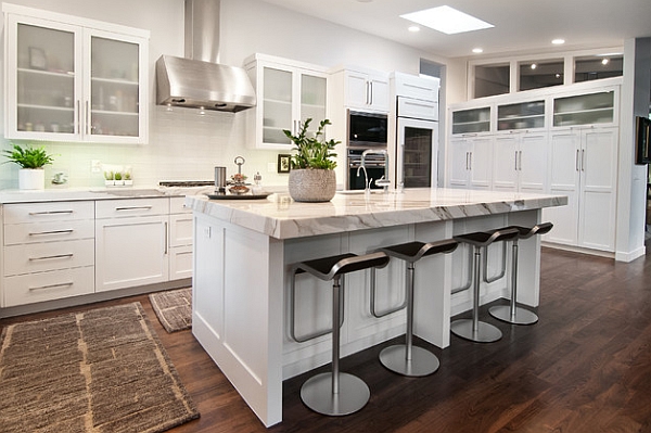 Marble on the kitchen island can change the look of the entire room