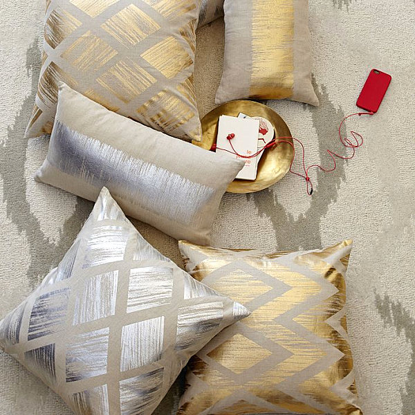 Metallic diamond pillow covers from West Elm