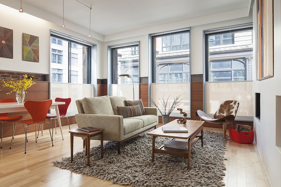 Mid-century modern decor inside the living room